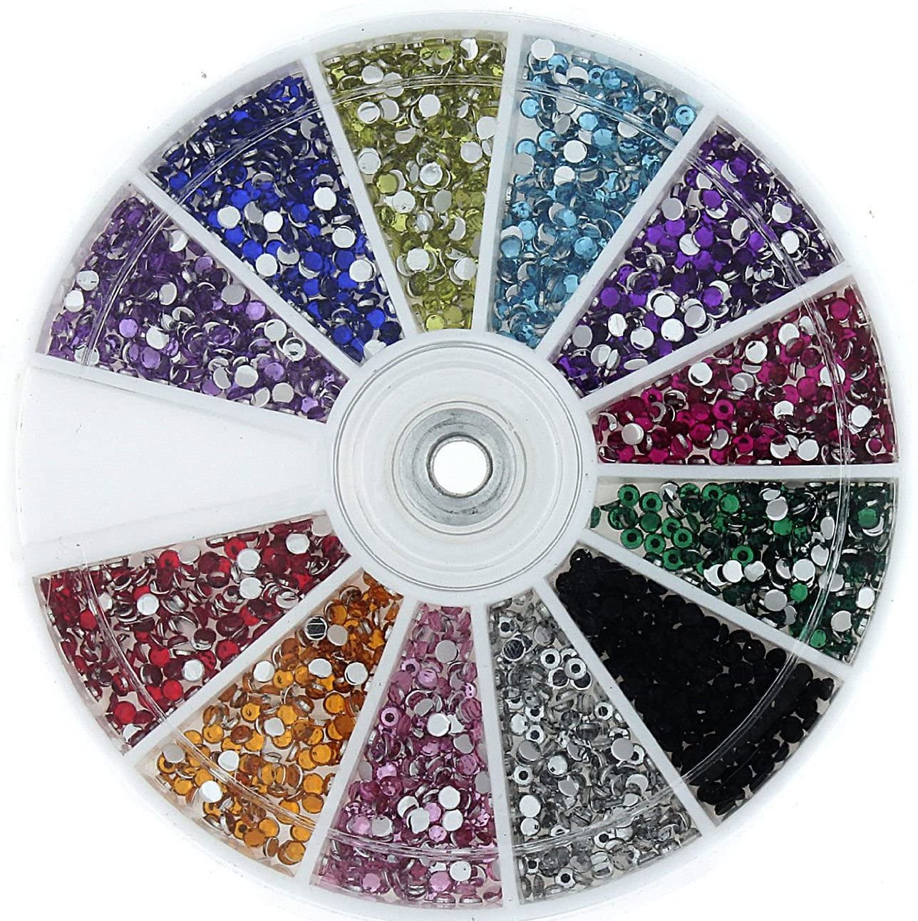 120 pc Nail Art Wheel Variety Sz Gems